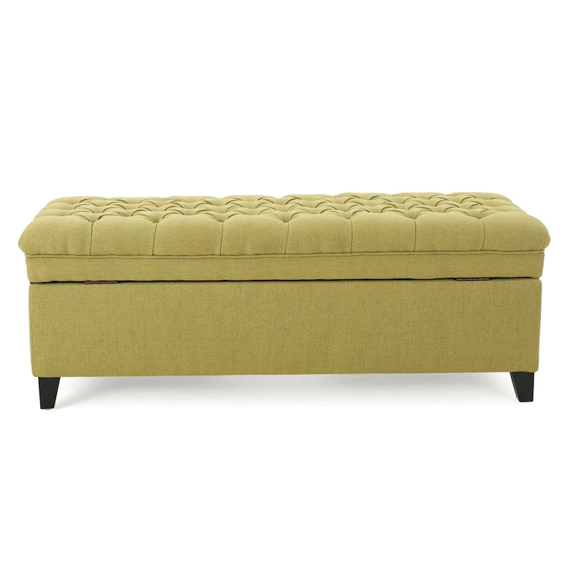 Pouf de rangement en tissu avec pieds en bouleau