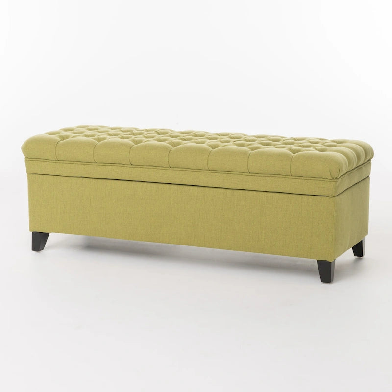 Pouf de rangement en tissu avec pieds en bouleau