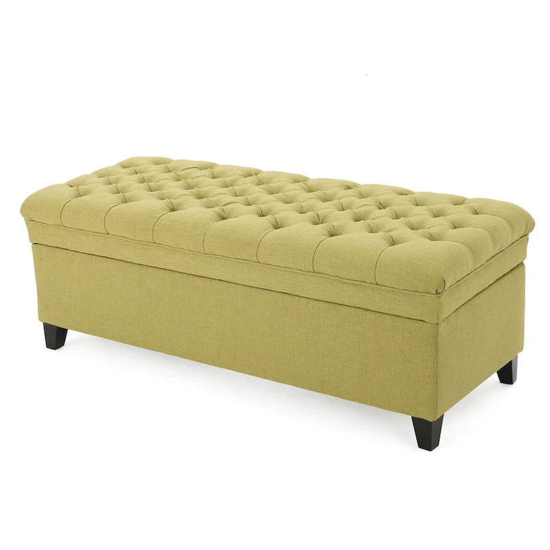 Pouf de rangement en tissu avec pieds en bouleau