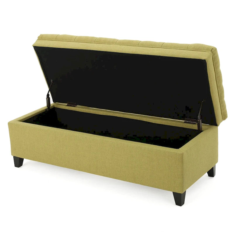 Pouf de rangement en tissu avec pieds en bouleau