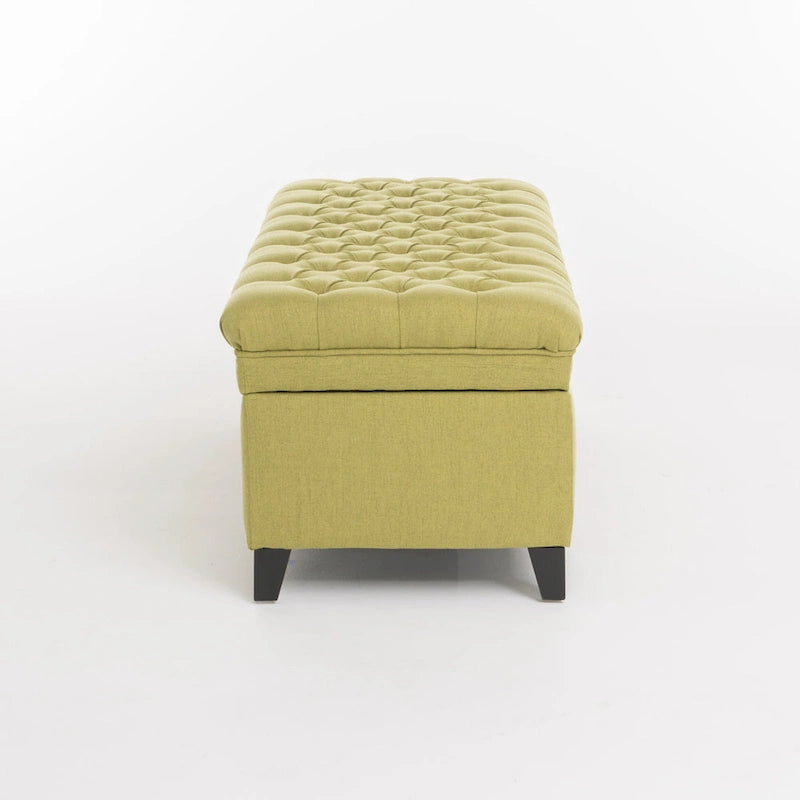 Pouf de rangement en tissu avec pieds en bouleau