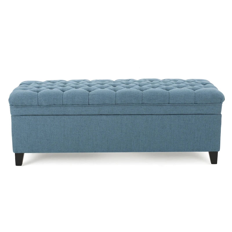 Pouf de rangement en tissu avec pieds en bouleau