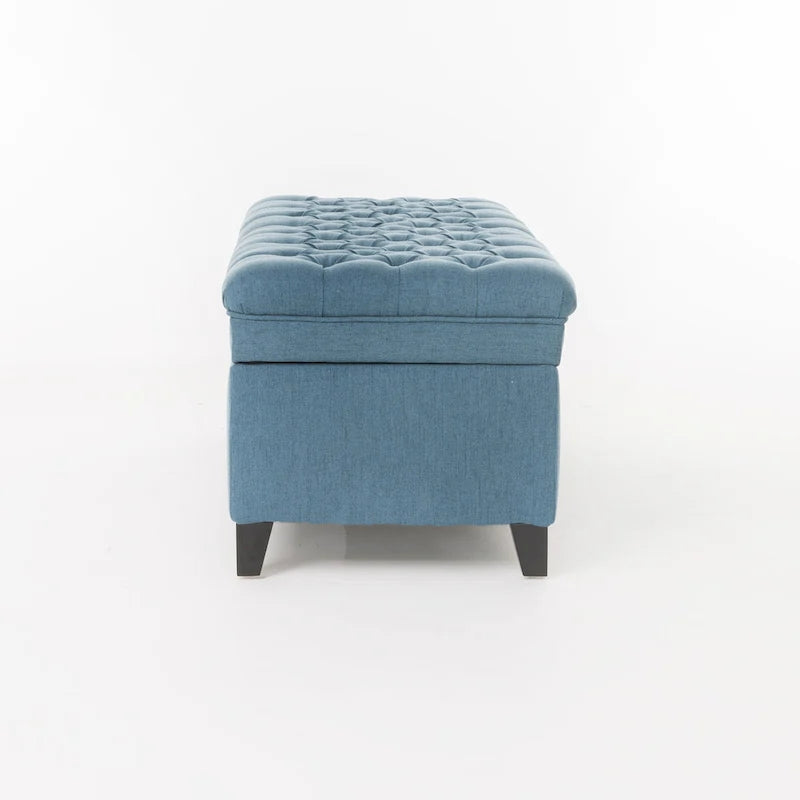 Pouf de rangement en tissu avec pieds en bouleau