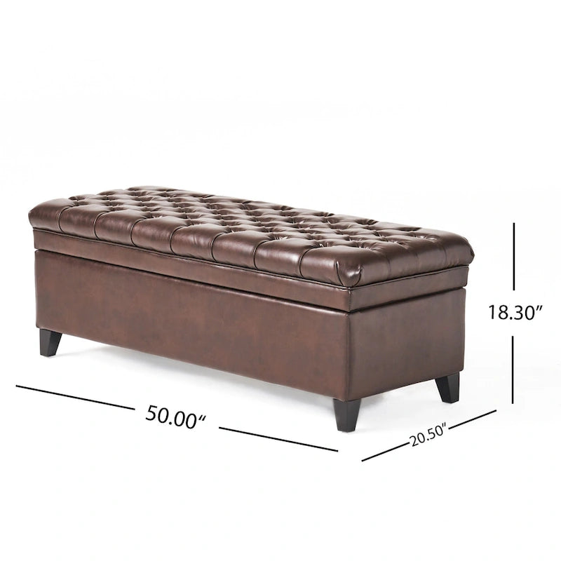 Pouf de rangement en tissu avec pieds en bouleau