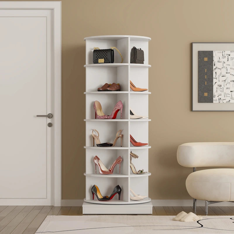 Meuble à Chaussures Rotatif 360° 6 Niveaux