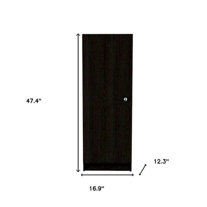 47 Armoire de garde-manger ou de rangement en bois noir - 16,9 x 47,4 x 12,3