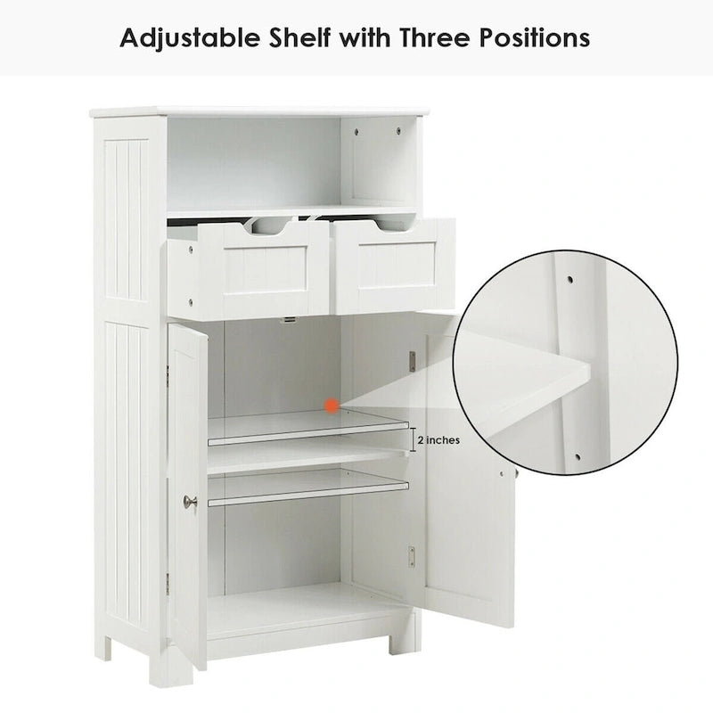 Meuble de salle de bain bas en bois avec 2 tiroirs de rangement et armoire latérale