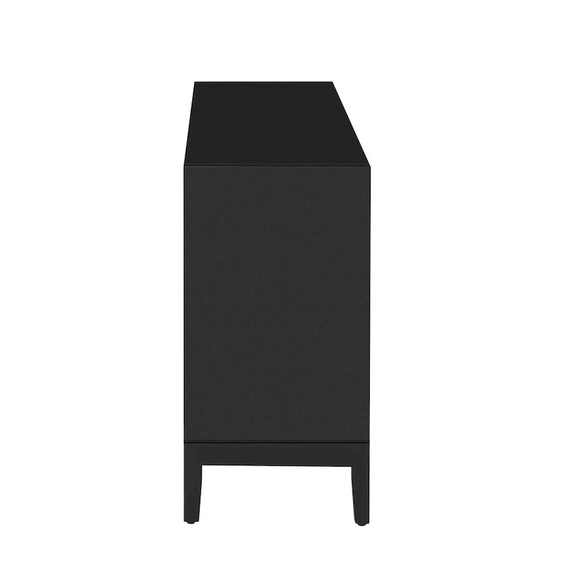 Meuble de rangement en bois, buffet 4 portes avec portes brossées, buffet de cuisine avec poignées en acrylique pour la cuisine