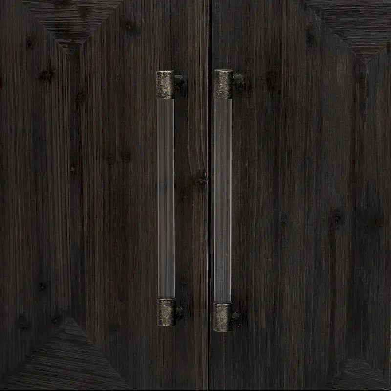 Meuble de rangement en bois, buffet 4 portes avec portes brossées, buffet de cuisine avec poignées en acrylique pour la cuisine