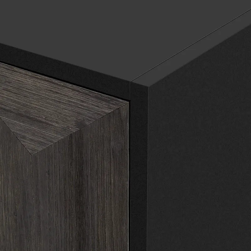Meuble de rangement en bois, buffet 4 portes avec portes brossées, buffet de cuisine avec poignées en acrylique pour la cuisine