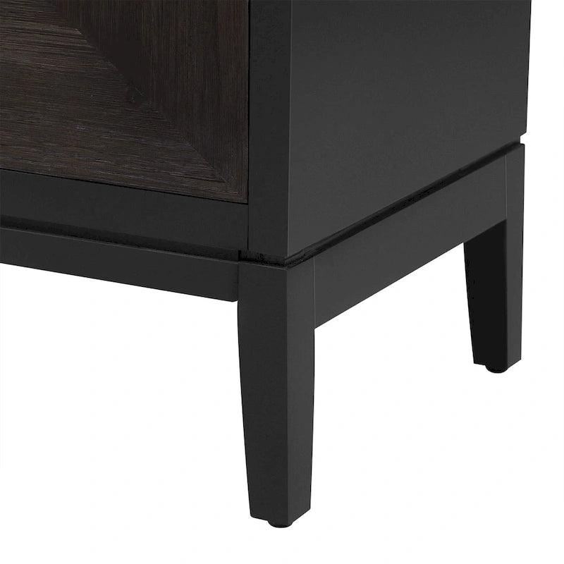 Meuble de rangement en bois, buffet 4 portes avec portes brossées, buffet de cuisine avec poignées en acrylique pour la cuisine