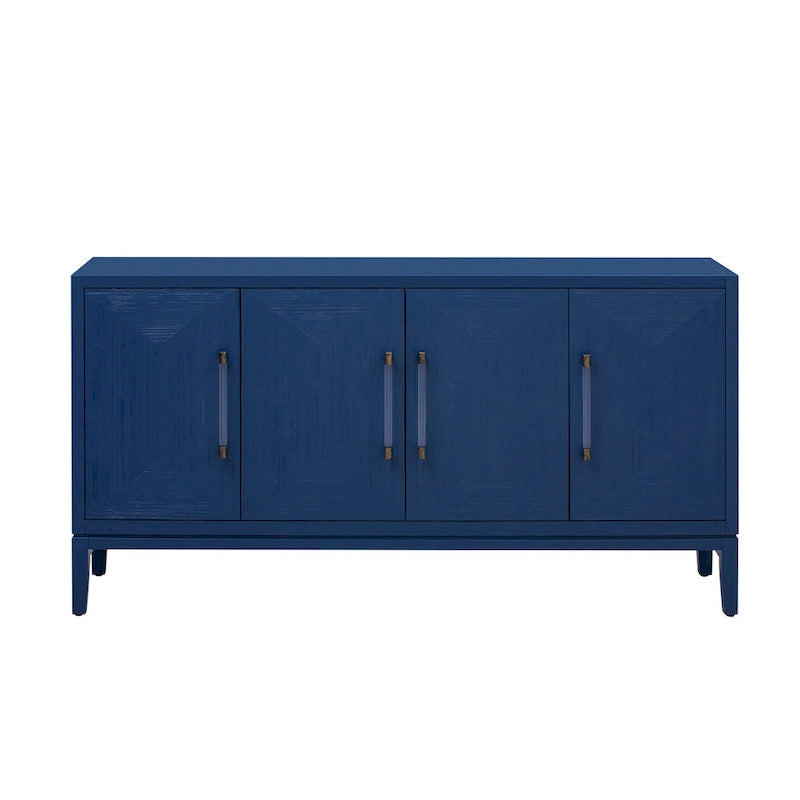 Meuble de rangement en bois, buffet 4 portes avec portes brossées, buffet de cuisine avec poignées en acrylique pour la cuisine