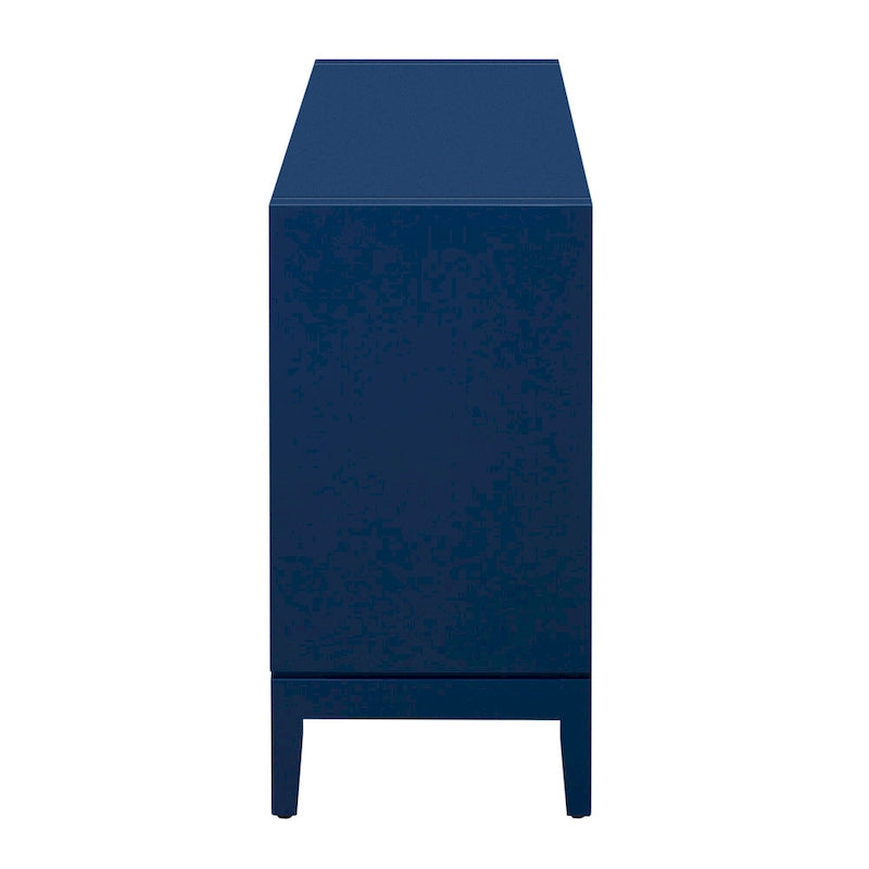 Meuble de rangement en bois, buffet 4 portes avec portes brossées, buffet de cuisine avec poignées en acrylique pour la cuisine