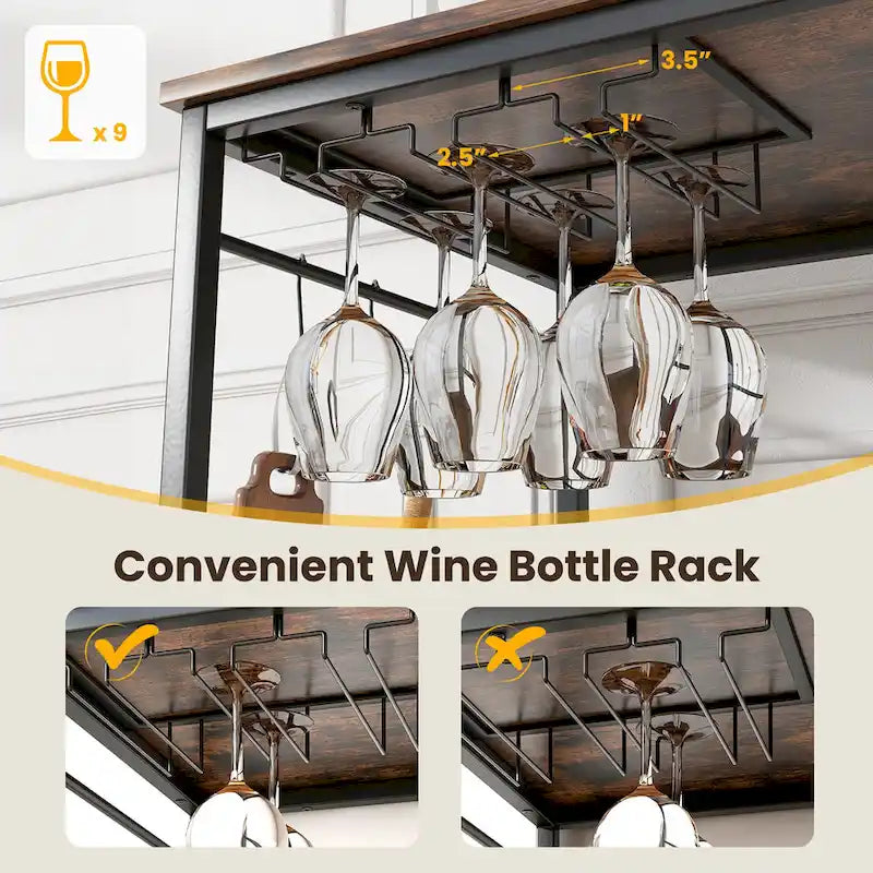 Meuble de cuisine îlot à 3 niveaux avec porte-verres à vin Grand