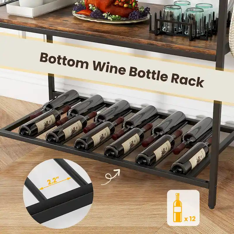 Meuble de cuisine îlot à 3 niveaux avec porte-verres à vin Grand