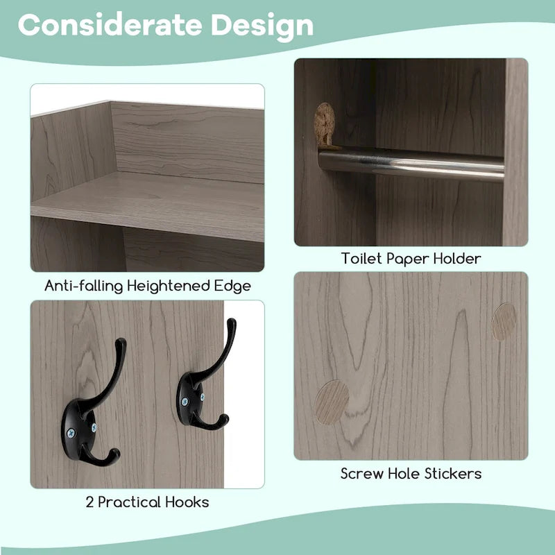 Meuble de rangement pour toilettes avec porte coulissante de style grange, réglable