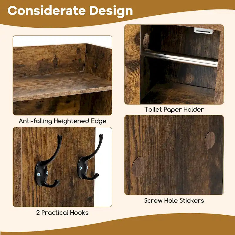 Meuble de rangement pour toilettes avec porte coulissante de style grange, réglable