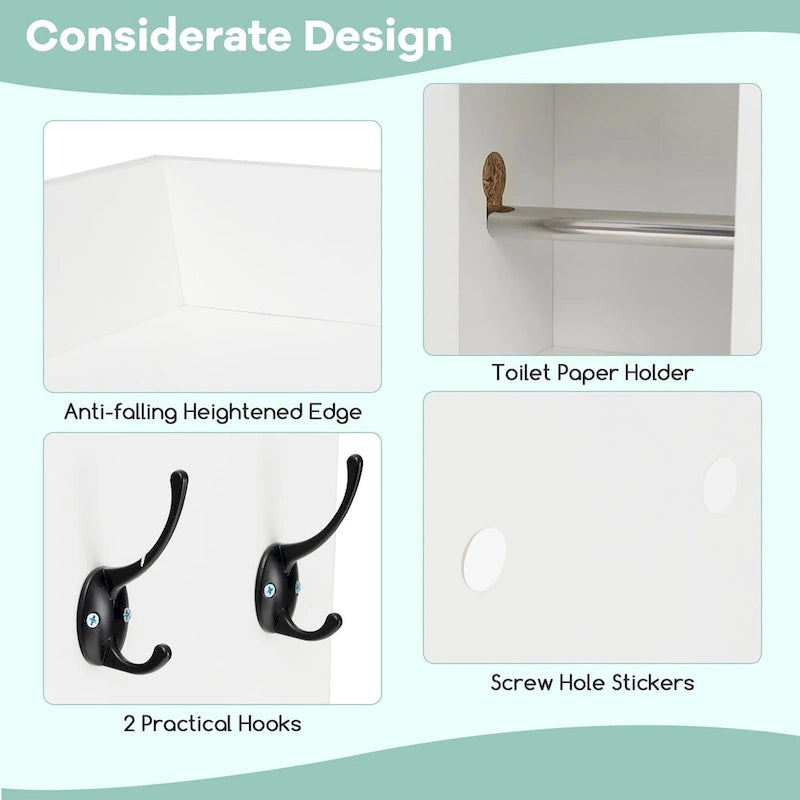 Meuble de rangement pour toilettes avec porte coulissante de style grange, réglable