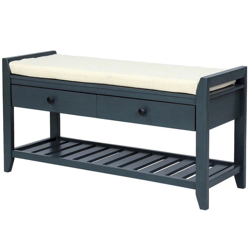 Banc de rangement d'entrée moderne multifonction avec siège rembourré et tiroirs