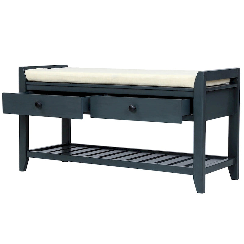 Banc de rangement d'entrée moderne multifonction avec siège rembourré et tiroirs