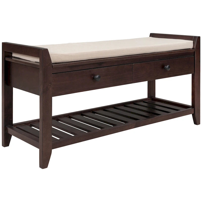 Banc de rangement d'entrée moderne multifonction avec siège rembourré et tiroirs