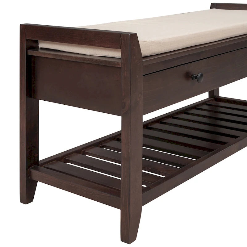 Banc de rangement d'entrée moderne multifonction avec siège rembourré et tiroirs