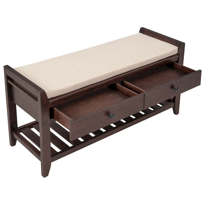 Banc de rangement d'entrée moderne multifonction avec siège rembourré et tiroirs