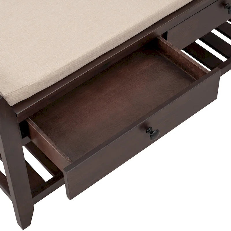 Banc de rangement d'entrée moderne multifonction avec siège rembourré et tiroirs
