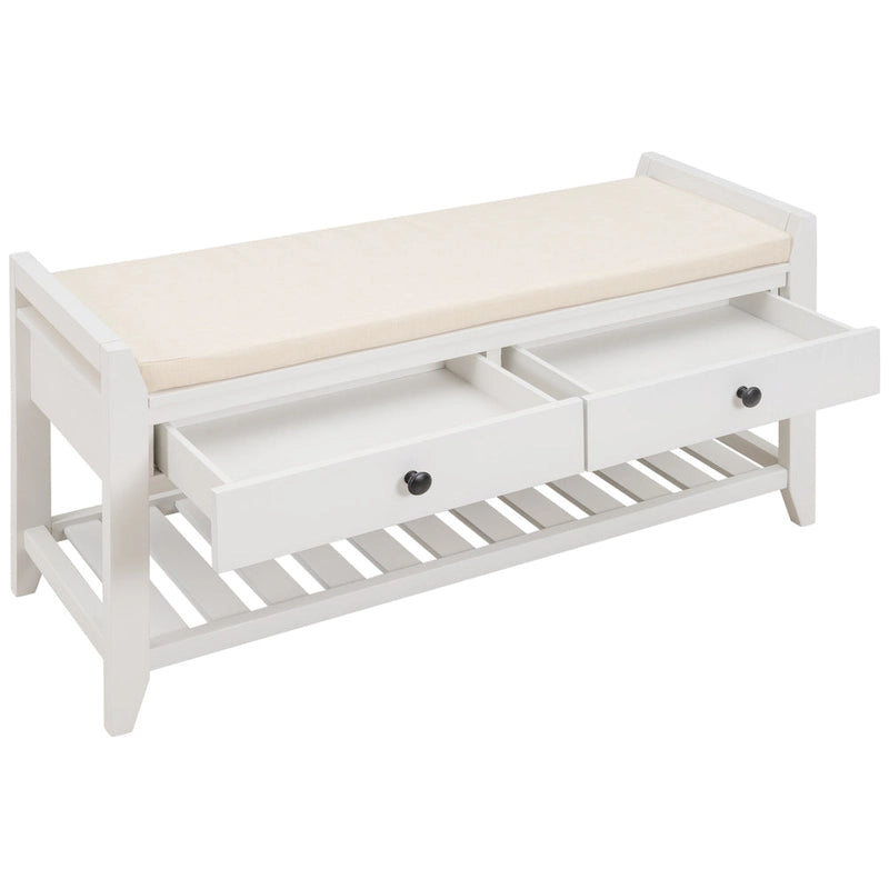 Banc de rangement d'entrée moderne multifonction avec siège rembourré et tiroirs