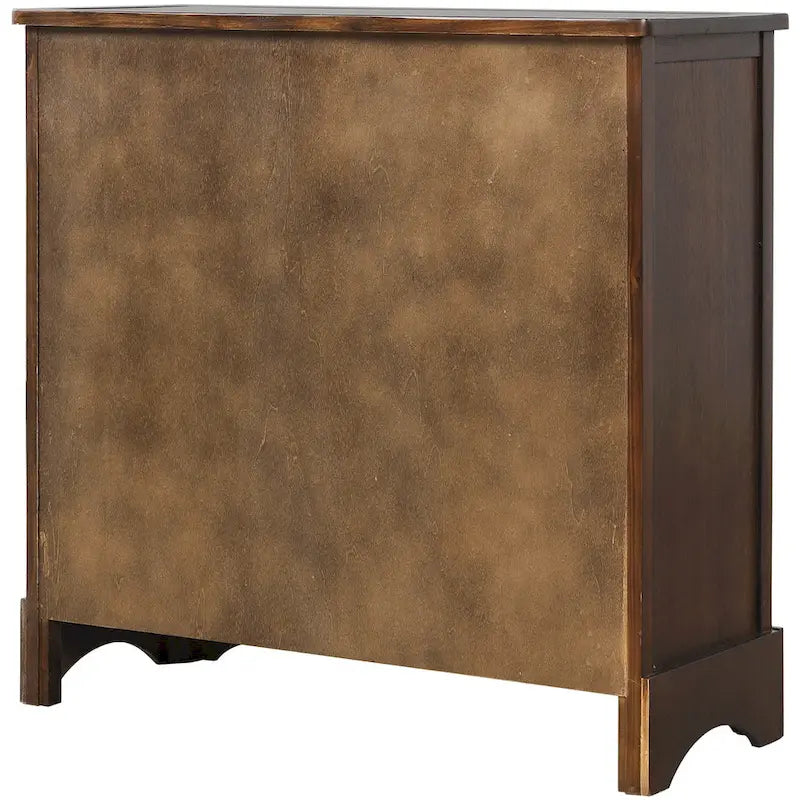 Meuble de rangement rustique avec deux tiroirs et quatre paniers en rotin classiques pour la salle à manger/l'entrée/le salon