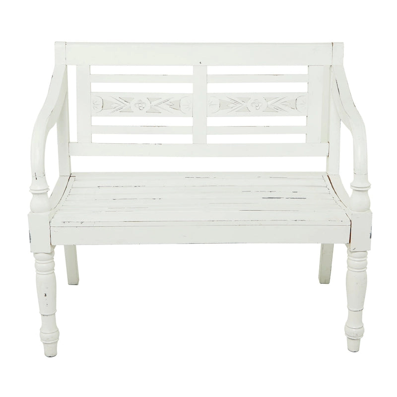 Wood Bench - White - Roche River Decor - 22Wx40Lx36H