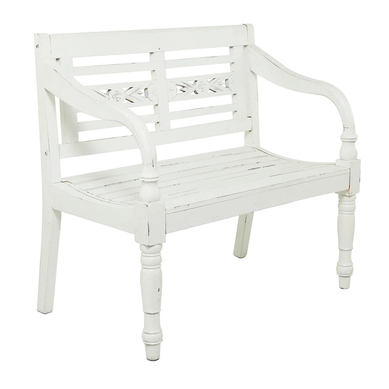 Banc en bois - Blanc - 22 L x 40 P x 36 H
