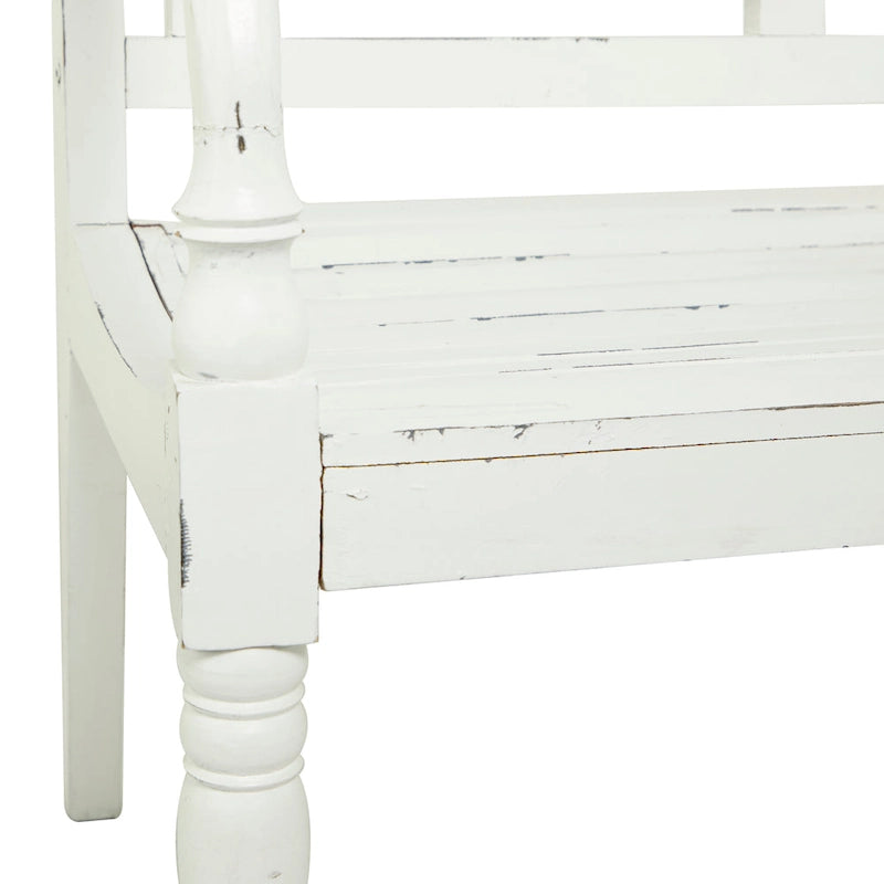 Banc en bois - Blanc - 22 L x 40 P x 36 H