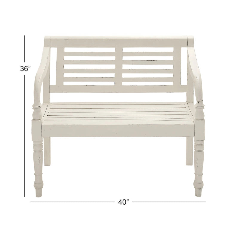 Banc en bois - Blanc - 22 L x 40 P x 36 H