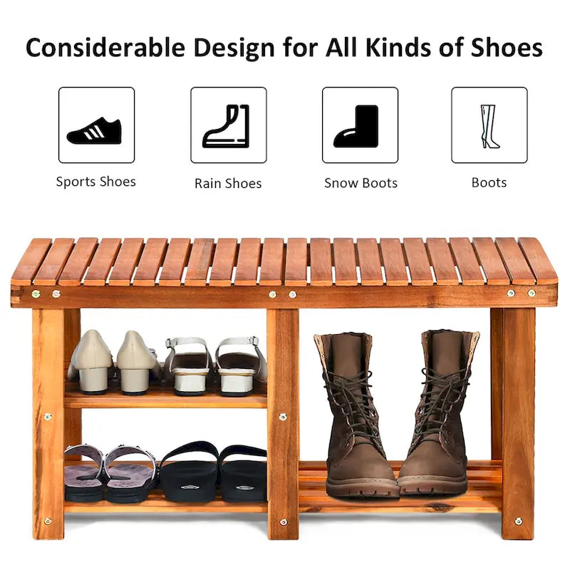 Banc à chaussures 3 niveaux, organiseur de rangement d'entrée avec siège