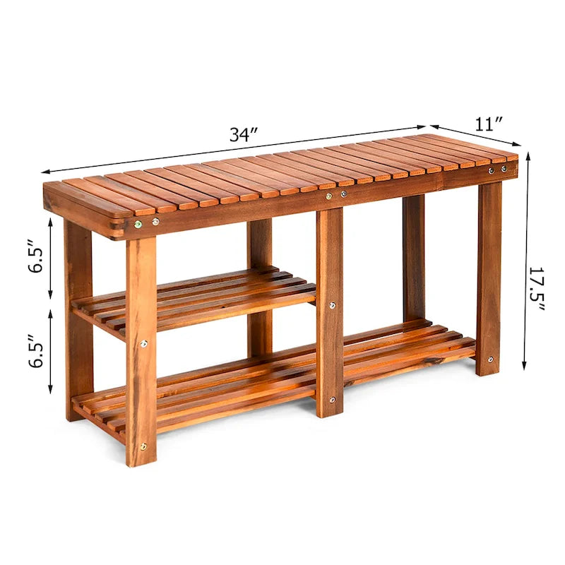 Banc à chaussures 3 niveaux, organiseur de rangement d'entrée avec siège