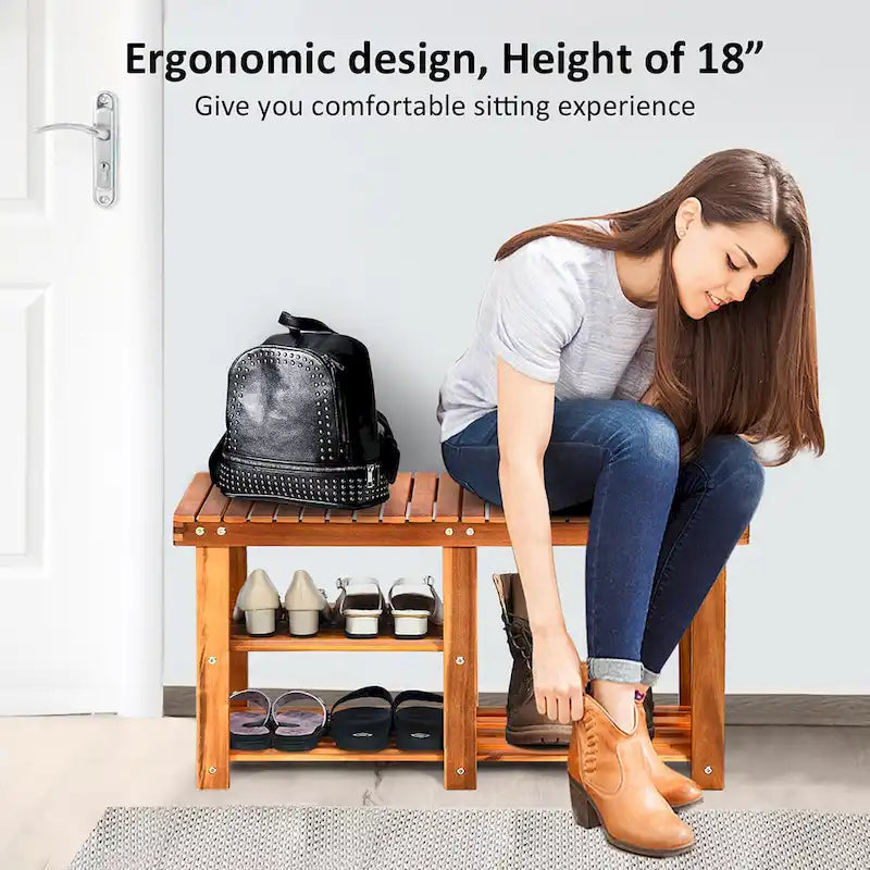 Banc à chaussures 3 niveaux, organiseur de rangement d'entrée avec siège