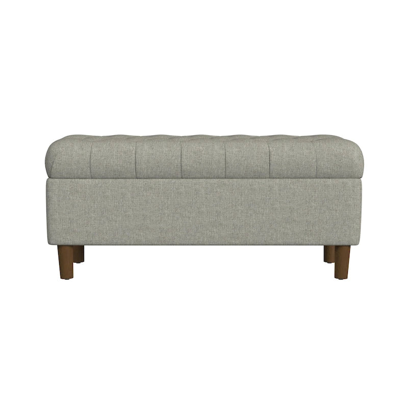 Banc de rangement capitonné avec pieds en bois