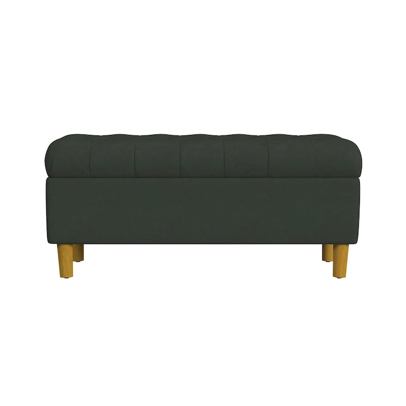 Banc de rangement capitonné avec pieds en bois