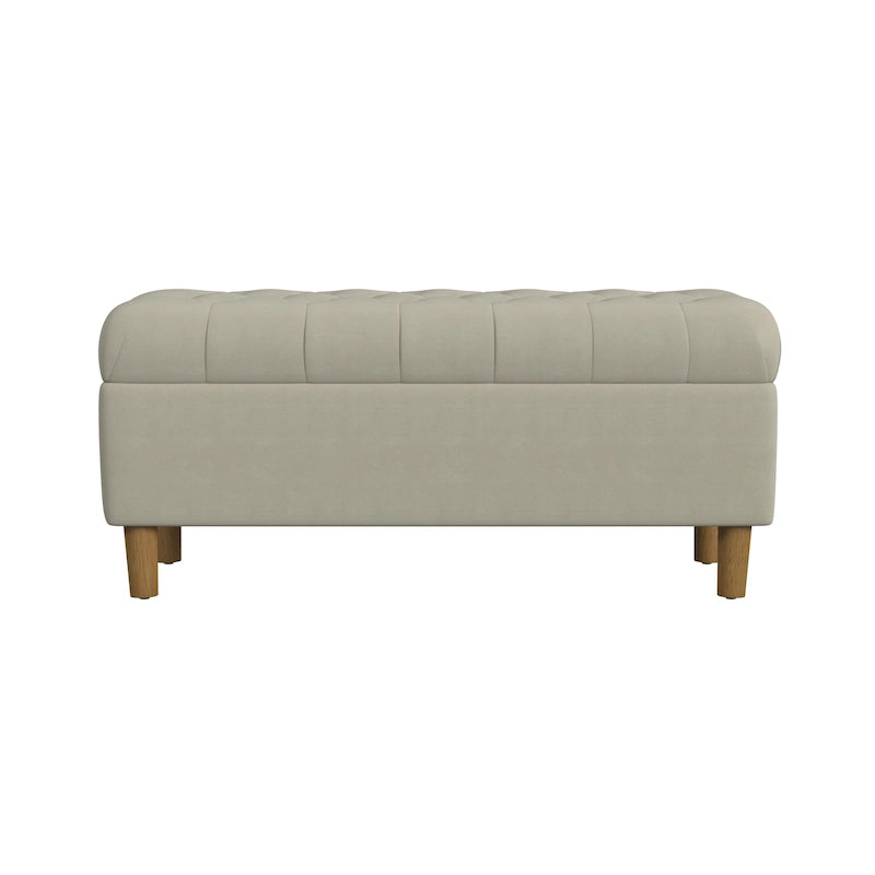 Banc de rangement capitonné avec pieds en bois