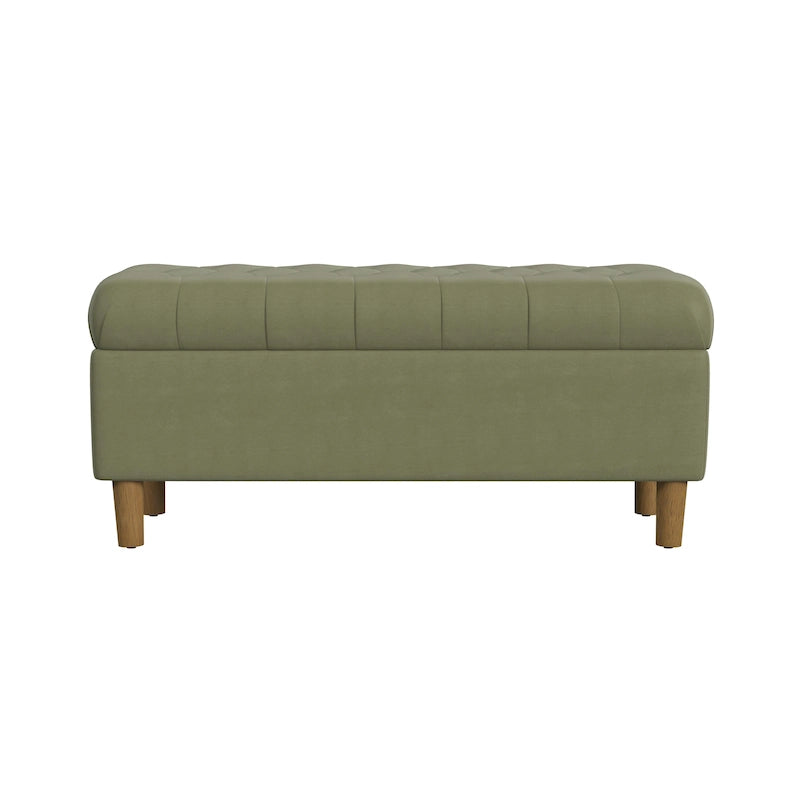 Banc de rangement capitonné avec pieds en bois