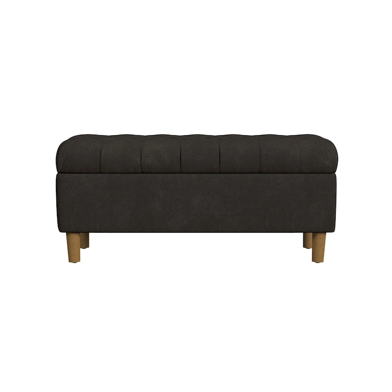 Banc de rangement capitonné avec pieds en bois