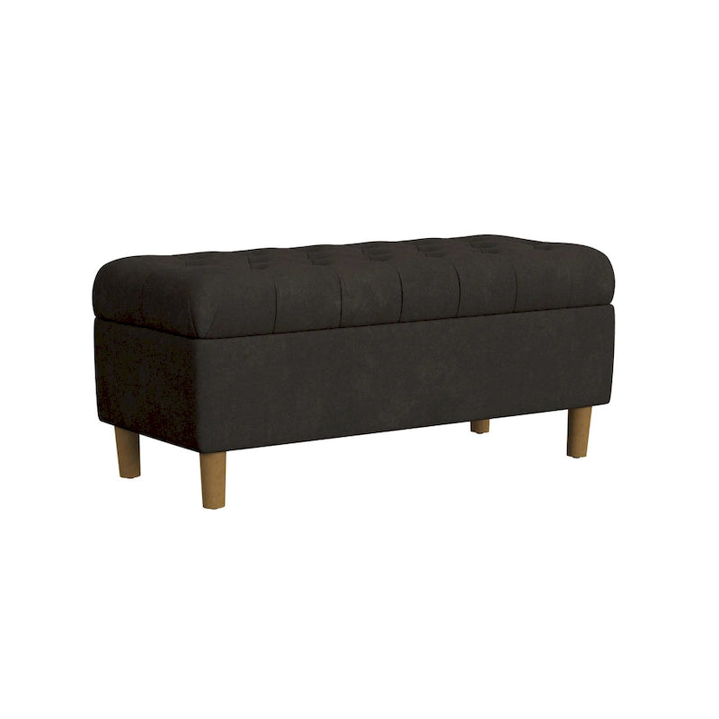 Banc de rangement capitonné avec pieds en bois