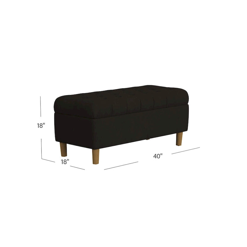 Banc de rangement capitonné avec pieds en bois