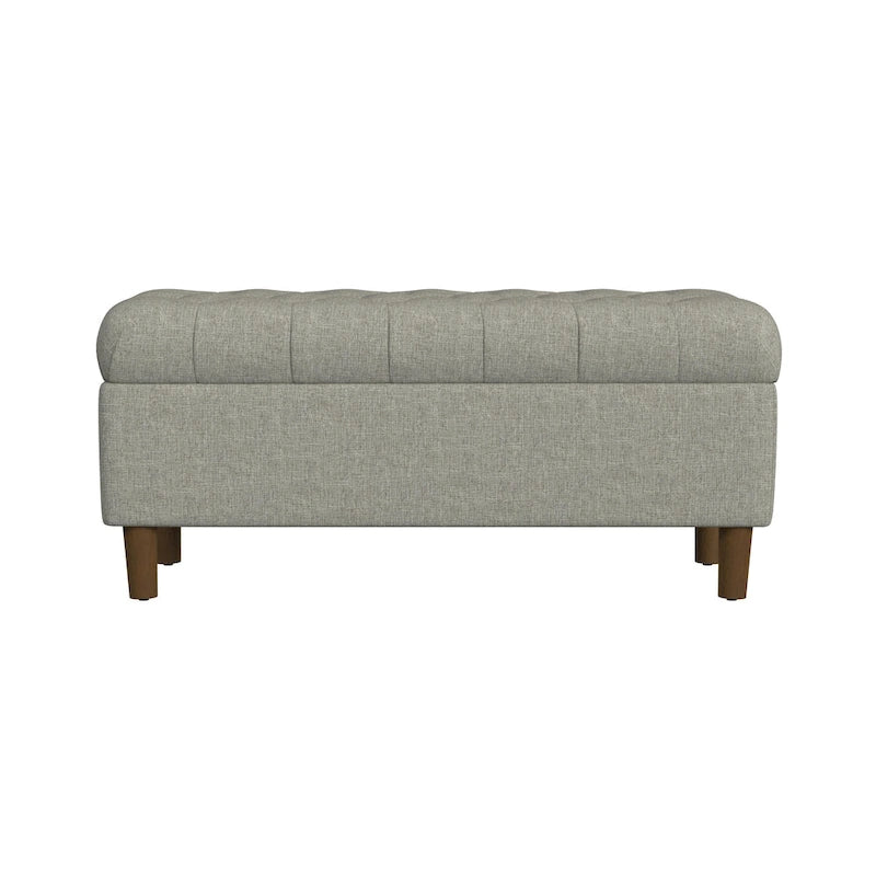 Banc de rangement capitonné avec pieds en bois