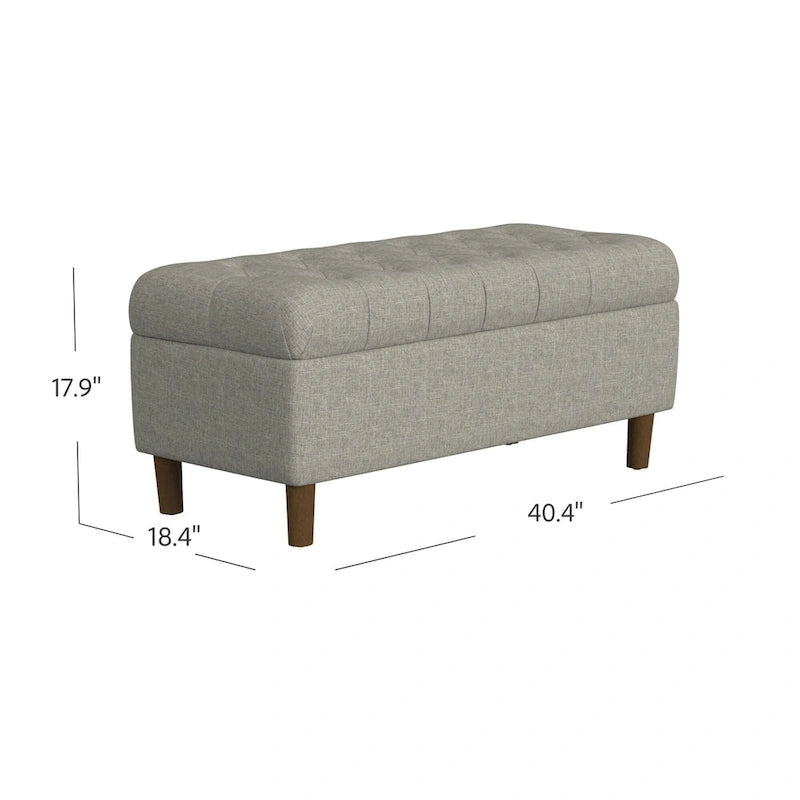Banc de rangement capitonné avec pieds en bois