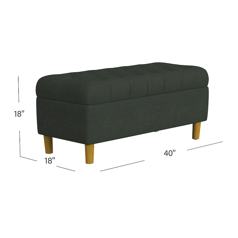 Banc de rangement capitonné avec pieds en bois