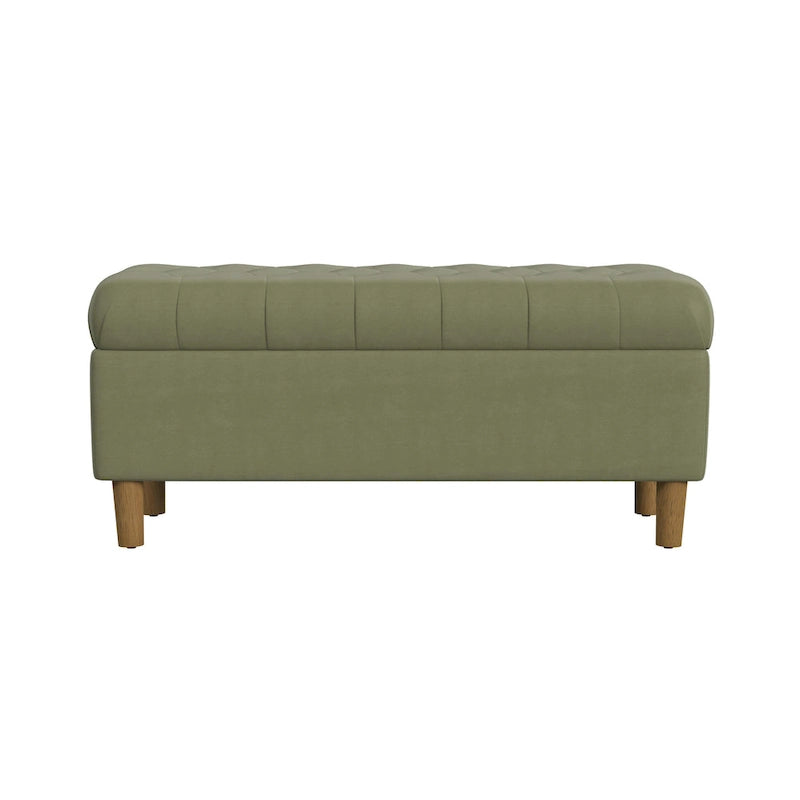 Banc de rangement capitonné avec pieds en bois