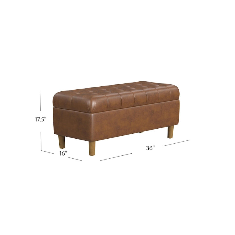 Banc de rangement capitonné avec pieds en bois