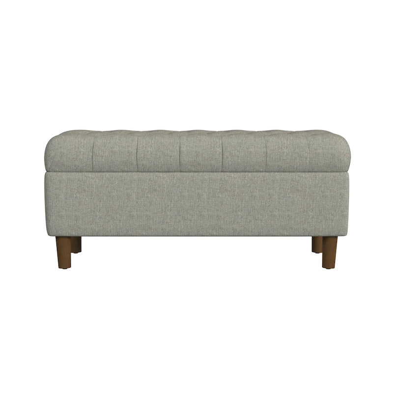Banc de rangement capitonné avec pieds en bois